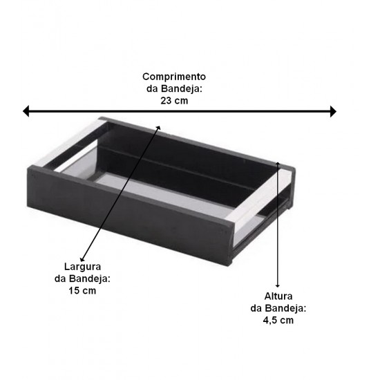 Bandeja 23cm Por 15cm Por 4,5cm de Altura Espelhada De Madeira Naturals